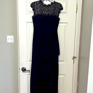 NWT Alex Evenings Women’s Metallic Cutout Lace Dress  - Navy Blue